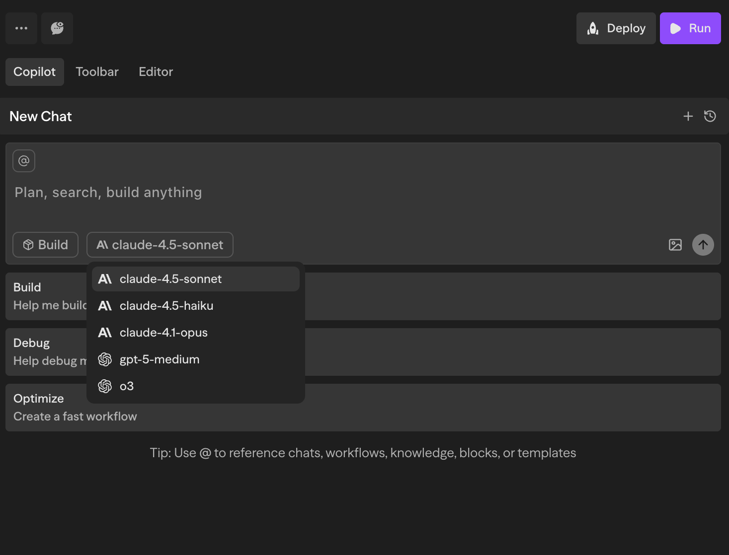 Copilot mode selection showing Advanced mode with MAX toggle
