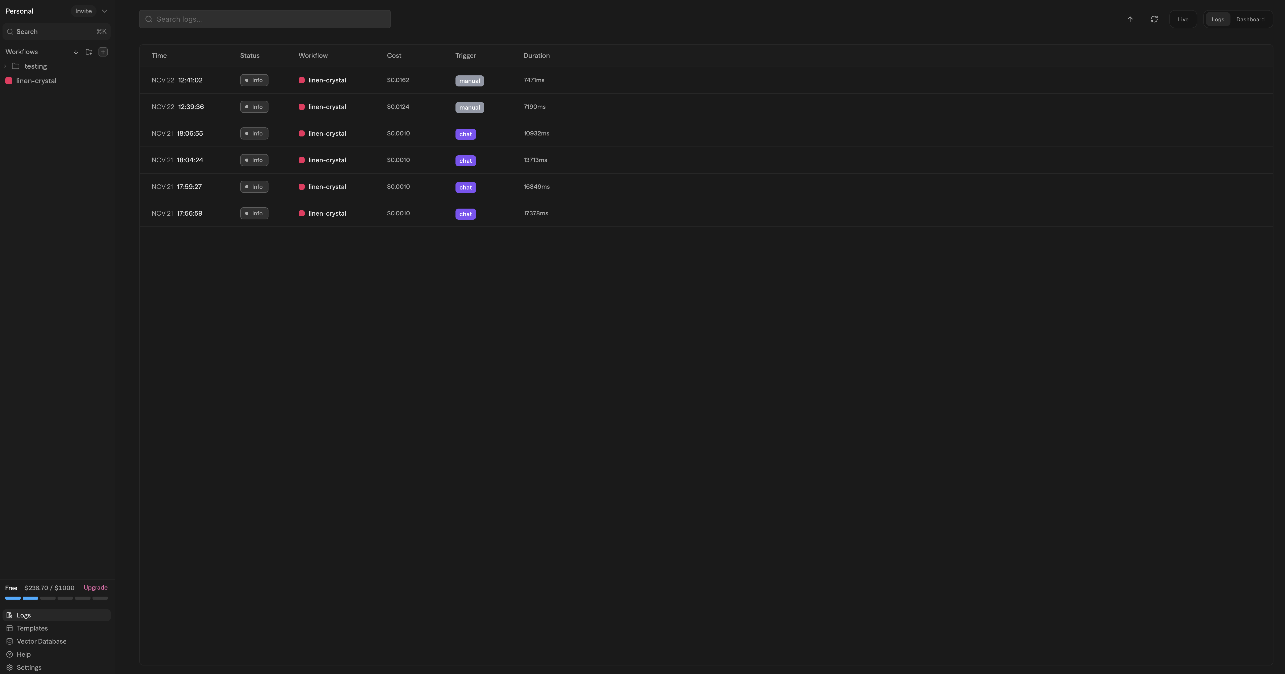 Logs Page